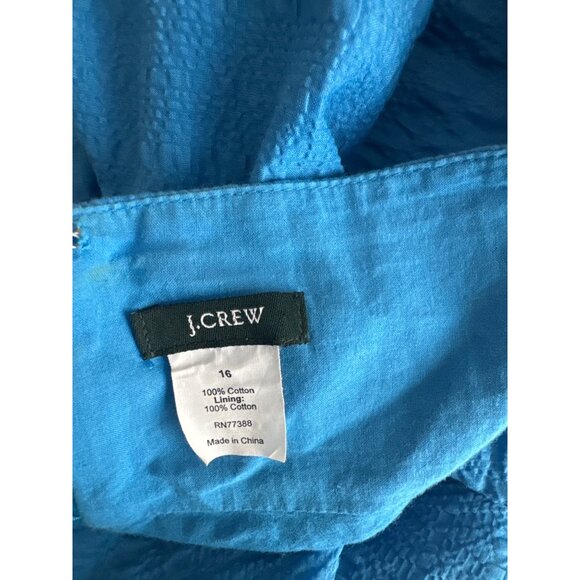 J.Crew Womens Halter Dress Blue crinkle Cotton Size 16 - Picture 4 of 4